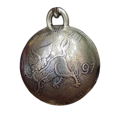 【币风堂】香港1997年麒麟纪念硬币小圆铃铛挂件个性钥匙扣饰品