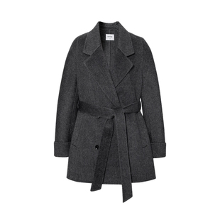 诗凡黎100%散毛染绵羊毛双面呢25秋高性价比大衣伊芙丽outlets店