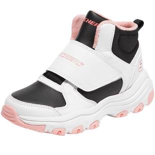 斯凯奇儿童二棉鞋冬季抓地女童皮鞋短靴加绒保暖雪地靴男童运动鞋