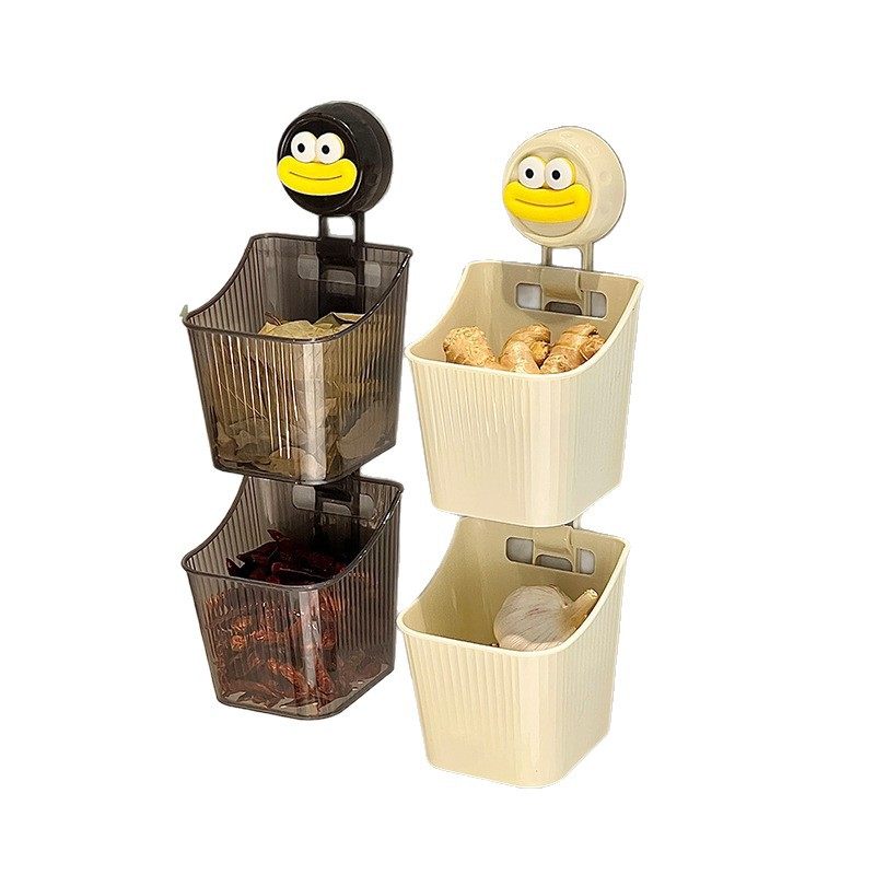 吸盘葱姜蒜收纳盒厨房置物架壁挂生姜大蒜收纳神器免打孔收纳挂篮