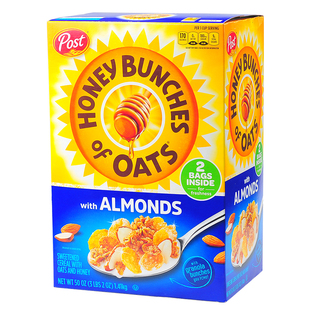 新日期美国post宝氏蜂蜜杏仁燕麦片加量装营养早餐冲饮即食谷物