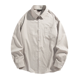 班尼路SK夏季休闲长袖衬衫男款2026新款宽松百搭男士衬衣外套YS