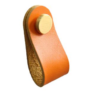 铜匠师黄铜真牛皮轻奢柜门拉手儿童房头层皮抽屉柜子衣橱防撞把手