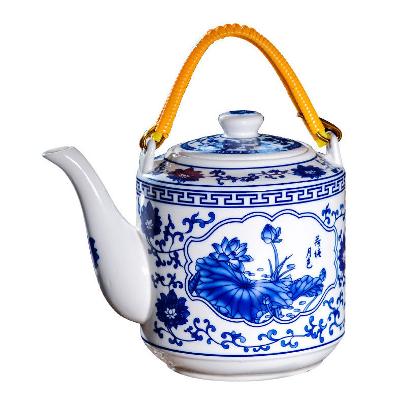 家用陶瓷茶壶养身壶青花复古壶大容量耐高温凉水壶水杯景德镇玻璃