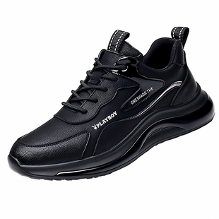 花花公子男鞋春秋季运动鞋真皮百搭男士透气休闲鞋子轻便软底防滑