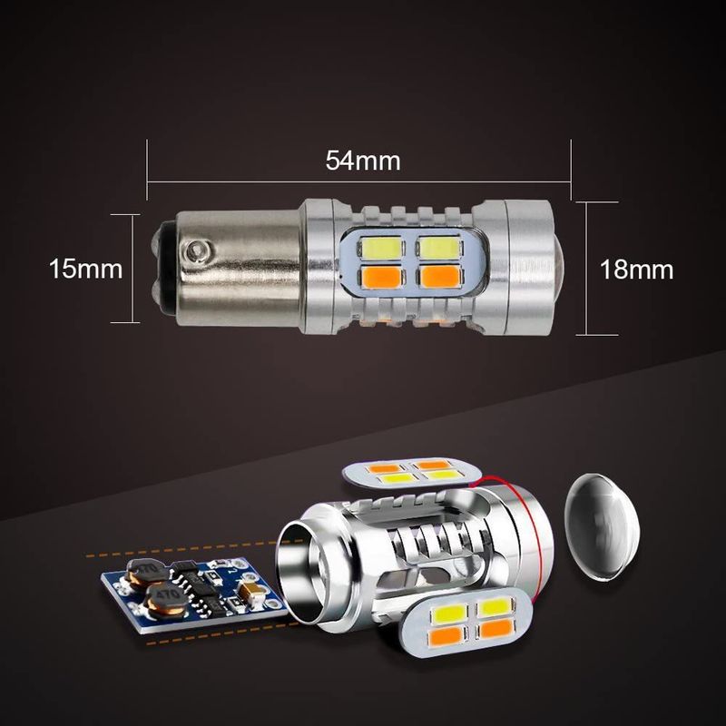 汽车LED日行灯7443双色3157灯5630黄白角转向灯20SMD1157