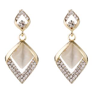 秋冬耳环女纯银猫眼石防过敏气质2025年潮大牌高级感玉质耳饰耳坠