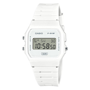 卡西欧手表CASIO F-91WB-7A防水带日历闹钟秒表白色学生小方表