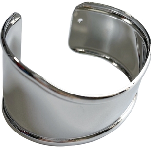 摇儿绕 Bracelet woman造型 时髦弧线开口宽边几何波浪银色手镯