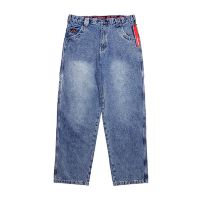 压花工装长裤牛仔裤肥大宽松拉链