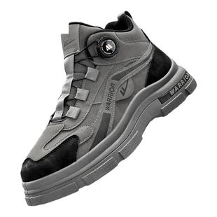 回力高帮男鞋2025新款秋冬防滑工装鞋免系鞋带板鞋软底耐磨马丁靴