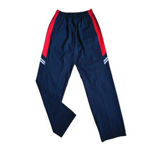 四季藏蓝直筒拼上暗红宽杠下俩短白条学生校服裤子男女休闲运动裤