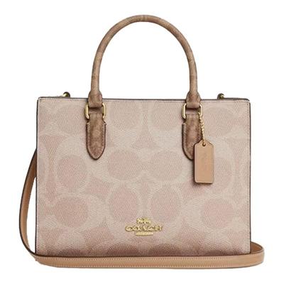 COACH/蔻驰官方 奥莱款女士PVC配皮单肩斜挎手提包托特包CY676