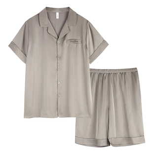 轩靓睡衣男士夏季冰丝短袖短裤夏天仿真丝大码丝绸家居服两件套装