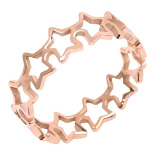 个性镂空五角星钛钢镀18K玫瑰金戒指简约戒食指戒尾戒时尚气质女