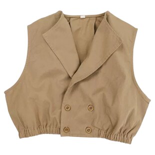 儿童双排扣西式翻领马甲男童日系纯色休闲T恤宝宝森系碎花灯笼裤