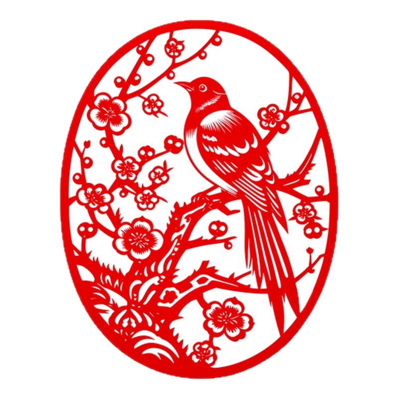 梅花枝头喜鹊玻璃贴剪纸贴画好撕不留胶墙面迎春纳福遮瑕装饰贴纸