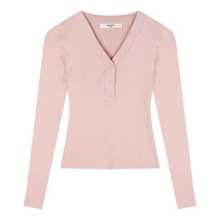 纯欲V领修身打底衫女春秋大码胖MM内搭高级感毛衣长袖针织衫上衣