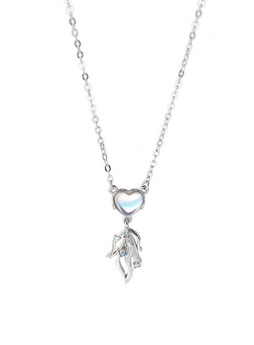 爱心鱼尾项链纯银网红直播首饰