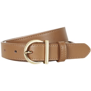 2025新款休闲简约D扣复古牛皮皮带腰带配饰裙子女士牛仔裤带白色