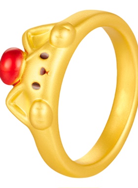 苹果宾狗戒指时尚小众金包银珐琅卡通可爱甜美萌宠猫咪指环送女友