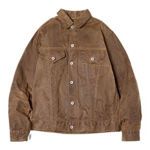 马登工装美式复古着黄石帆布油蜡夹克阿美咔叽修身型男机车外套男