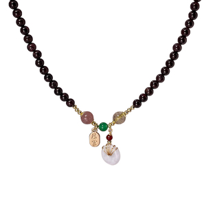 国风石榴石串珠叠戴手链手串女小众精致高级感项链锁骨链复古配饰