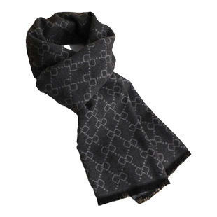 黑色围巾男士冬季中老年人爸爸爷爷生日礼物仿羊绒护颈围脖礼盒装