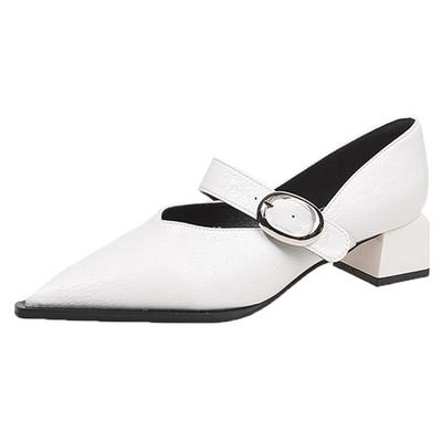 法式尖头单鞋一字扣带玛丽珍