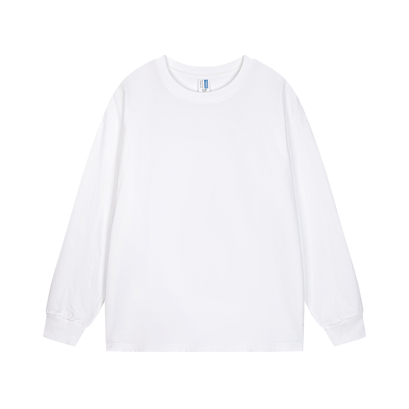 新疆棉400g重磅纯棉长袖t恤秋冬宽松纯白色打底衫内搭加厚男女款