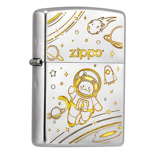 zippo打火机磨砂太空猫防风芝宝官方正品男士生日礼物送男友实用