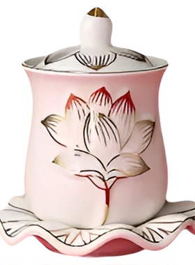 新款陶瓷供水杯供佛杯莲花供杯观音佛杯家用圣水杯佛前贡杯净水杯