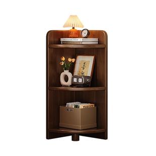 实木转角置物架墙边三角小窄柜子客厅收纳墙角柜转角矮柜小型书架