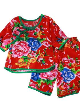 东北大花夏季儿童家居服棉绸睡衣