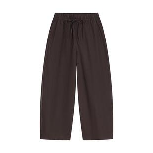 OMITI省略 轻量感高支棉松紧腰阔腿裤女夏轻薄纸感茧型九分裤