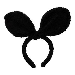 私藏!黑色可爱立体羊羔绒大兔耳朵发箍发卡洗脸发带居家小众发饰