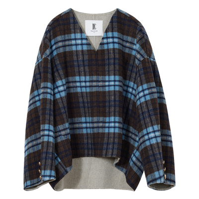 NancyCavally造型感毛呢围巾外套