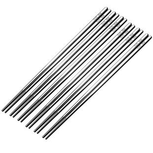 食品级316不锈钢筷子304家用防滑10双家庭套装加厚防烫银铁筷快子