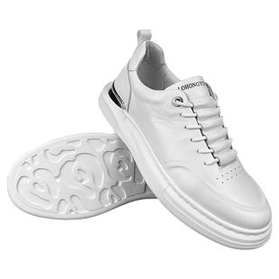 休闲板鞋男款春季真皮透气高级感小白鞋百搭男鞋低帮商场同款青年