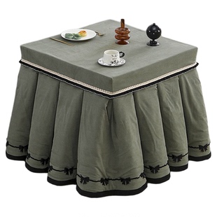 烤火罩套正方形高级感火炉桌布冬天电炉子保护罩麻将机加厚烤火被