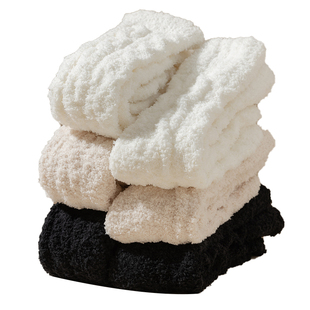 长筒袜子女秋冬珊瑚绒加绒加厚保暖月子袜家居睡眠地板袜冬季长袜