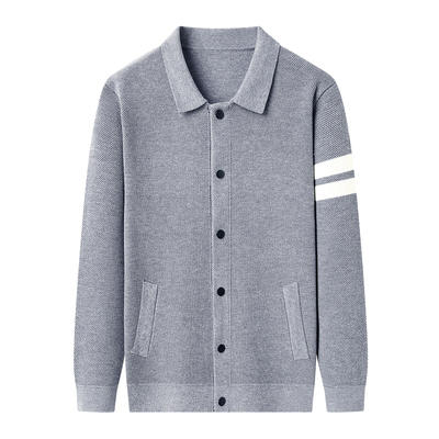 恒源祥男士针织开衫翻领毛衣