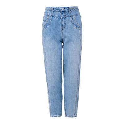 SOMSOM/索玛夏季新款蓝色水洗宽松显瘦高腰直筒休闲松弛牛仔裤