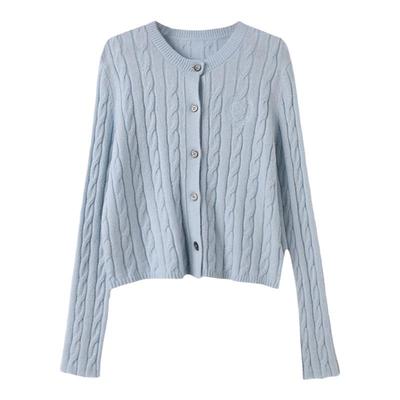 西町村屋经典学院风绞花开衫女秋冬新款气质短款针织衫XH9D10203