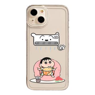 吹空调蜡笔小新手机壳适用苹果15iphone樱桃16小丸子14promax妮妮13情侣12mini夏天11新款x透明8plus男17/xs7