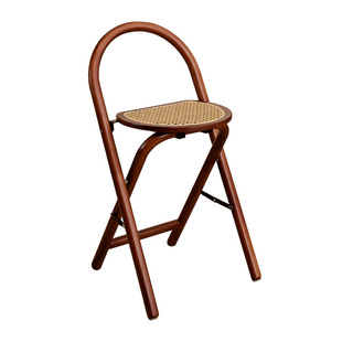 吧台椅家用高脚椅藤编靠背椅中古风折叠凳子厨房洗菜椅餐椅休闲椅