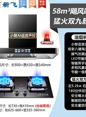 新飞家用油烟机燃气灶套装煤气抽油烟机天然气液化气顶吸烟机安装