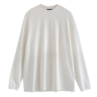 徐大脸吖定制 分割解构温暖磨毛正肩t秋冬内搭外穿打底T恤女上衣