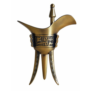 仿古青铜器乾隆杯酒爵酒樽三脚杯摆件工艺品酒具酒爵影视表演道具