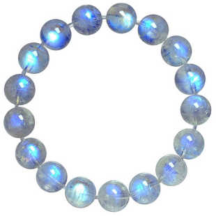 印度料天然蓝月光石手链强蓝光彩虹光水晶手串单圈多圈佛珠配证书